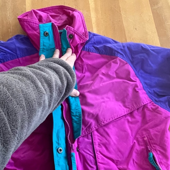 Vintage Women's 90s Columbia Powder Keg Ski Coat Bright Pink Purple Teal Small - Picture 14 of 16